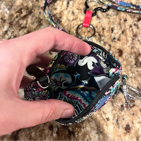Vera Bradley Disney Park Zip ID Wallet Lanyard Floral Mickey Mouse Castle Travel - Picture 7 of 10